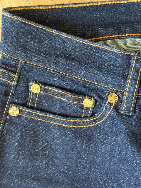 Tory Burch Women's Straight Leg Navy Blue Jeans Size: 24 - Picture 5 of 13
